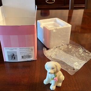 Department 56 Sitting Puppy Dog Figurine Flower around his collar